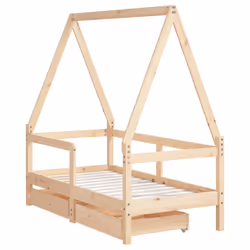 Giroletto Bambini con Cassetti 70x140 cm Legno Massello di Pinocod mxl 127544