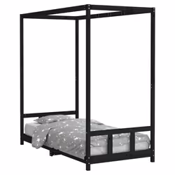 Giroletto per Bambini Nero 90x190 cm in Legno Massello di Pinocod mxl 81626