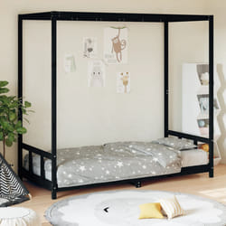 Giroletto per Bambini Nero 90x200 cm in Legno Massello di Pinocod mxl 79713