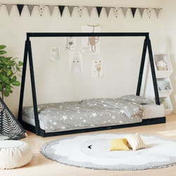 Giroletto per Bambini Nero 90x200 cm in Legno Massello di Pino Vidaxl