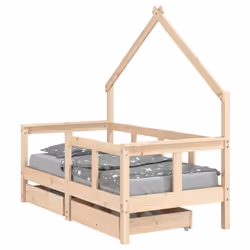 vidaXL Giroletto Bambini con Cassetti 70x140 cm Legno Massello di Pino - Vista aggiuntiva 2