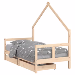 Giroletto per Bambini con Cassetti 80x160cm Legno Massello Pinocod mxl 128472 - Vista aggiuntiva 2
