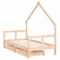 Giroletto per Bambini con Cassetti 80x160cm Legno Massello Pinocod mxl 128472 - Vista aggiuntiva 3