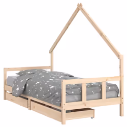 vidaXL Giroletto Bambini con Cassetti 90x200 cm Legno Massello di Pino - Vista aggiuntiva 2