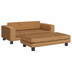 Divano Bambini con Poggiapiedi Marrone 100x50x30 cm in Vellutocod mxl 117799 - Vista aggiuntiva 2