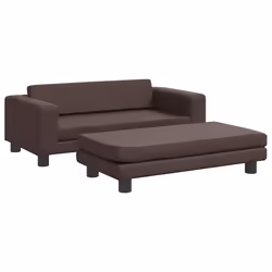 Divano Bambini con Poggiapiedi Marrone 100x50x30 cm Similpellecod mxl 69843 - Vista aggiuntiva 2