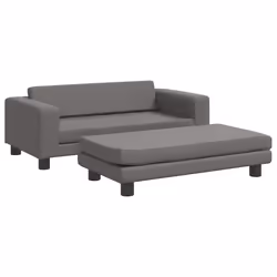 Divano Bambini con Poggiapiedi Grigio 100x50x30 cm Similpellecod mxl 93876 - Vista aggiuntiva 2