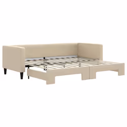 vidaXL Divano Letto con Letto Estraibile Crema 80x200 cm Tessuto - Vista aggiuntiva 2