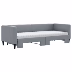 vidaXL Divano Letto Estraibile Materassi Grigio Chiaro 80x200 Tessuto - Vista aggiuntiva 3