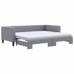 vidaXL Divano Letto Estraibile Materassi Grigio Chiaro 90x200 Tessuto - Vista aggiuntiva 2