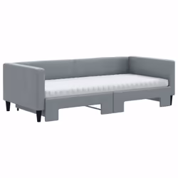 vidaXL Divano Letto Estraibile Materassi Grigio Chiaro 90x200 Tessuto - Vista aggiuntiva 3