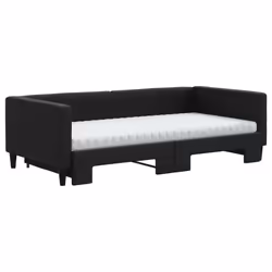 Divano Letto Estraibile con Materassi Nero 100x200 cm Tessutocod mxl 82708 - Vista aggiuntiva 3