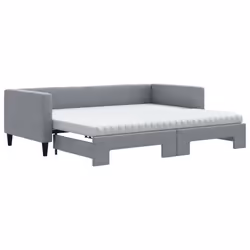 vidaXL Divano Letto Estraibile Materassi Grigio Chiaro 90x190 Tessuto - Vista aggiuntiva 2
