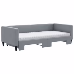 vidaXL Divano Letto Estraibile Materassi Grigio Chiaro 90x190 Tessuto - Vista aggiuntiva 3