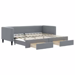 Divano Letto Estraibile Cassetti Grigio Chiaro 80x200cm Tessutocod mxl 106650 - Vista aggiuntiva 2