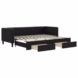Divano Letto Estraibile con Cassetti Nero 80x200 cm in Tessutocod mxl 130620 - Vista aggiuntiva 2