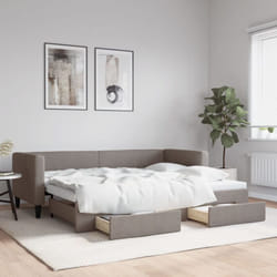 Divano Letto Estraibile con Cassetti, Divano convertibile Tortora 80x200 cm Tessuto Vidaxl