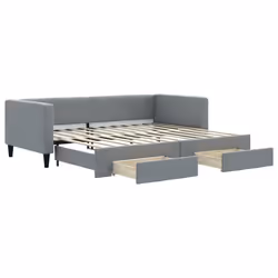 Divano Letto Estraibile Cassetti Grigio Chiaro 90x200cm Tessutocod mxl 106653 - Vista aggiuntiva 2