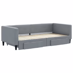 Divano Letto Estraibile Cassetti Grigio Chiaro 90x200cm Tessutocod mxl 106653 - Vista aggiuntiva 3