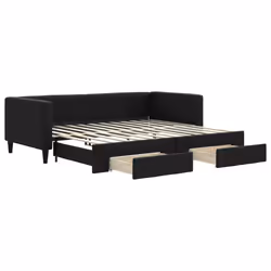 Divano Letto Estraibile con Cassetti Nero 90x200 cm in Tessutocod mxl 106652 - Vista aggiuntiva 2