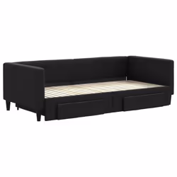 Divano Letto Estraibile con Cassetti Nero 90x200 cm in Tessutocod mxl 106652 - Vista aggiuntiva 3