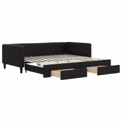 Divano Letto Estraibile con Cassetti Nero 100x200 cm in Tessutocod mxl 106648 - Vista aggiuntiva 2