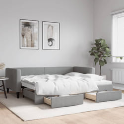 Divano Letto Estraibile Cassetti Grigio Chiaro 90x190cm Tessutocod mxl 130626