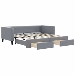 Divano Letto Estraibile Cassetti Grigio Chiaro 90x190cm Tessutocod mxl 130626 - Vista aggiuntiva 2