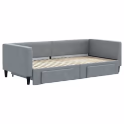 Divano Letto Estraibile Cassetti Grigio Chiaro 90x190cm Tessutocod mxl 130626 - Vista aggiuntiva 3
