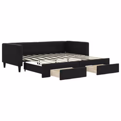 Divano Letto Estraibile con Cassetti Nero 90x190 cm in Tessutocod mxl 130630 - Vista aggiuntiva 2