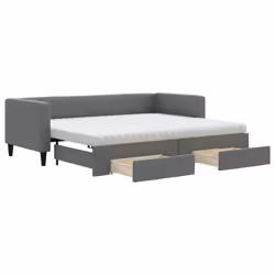 Divano Letto Estraibile Cassetti Grigio Scuro 80x200cm Tessutocod mxl 106668 - Vista aggiuntiva 2