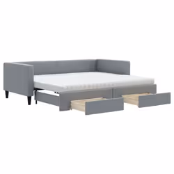 Divano Letto Estraibile Cassetti Grigio Chiaro 90x200cm Tessutocod mxl 130645 - Vista aggiuntiva 2