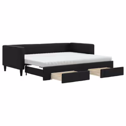 Divano Letto Estraibile con Cassetti Nero 90x200 cm in Tessutocod mxl 82732 - Vista aggiuntiva 2