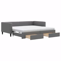 vidaXL Divano Letto Estraibile Cassetti Grigio Scuro 100x200cm Tessuto - Vista aggiuntiva 2