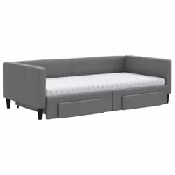 vidaXL Divano Letto Estraibile Cassetti Grigio Scuro 100x200cm Tessuto - Vista aggiuntiva 3