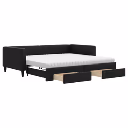 Divano Letto Estraibile con Cassetti Nero 100x200 cm in Tessutocod mxl 130651 - Vista aggiuntiva 2