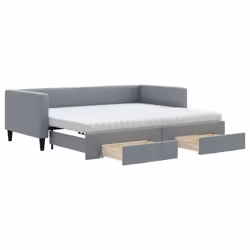 Divano Letto Estraibile Cassetti Grigio Chiaro 90x190cm Tessutocod mxl 106664 - Vista aggiuntiva 2