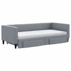 Divano Letto Estraibile Cassetti Grigio Chiaro 90x190cm Tessutocod mxl 106664 - Vista aggiuntiva 3