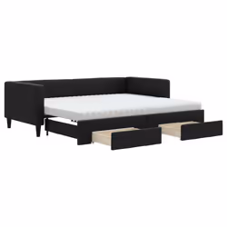 vidaXL Divano Letto Estraibile con Cassetti Nero 90x190 cm in Tessuto - Vista aggiuntiva 2