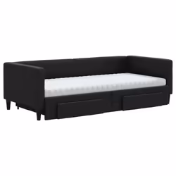 vidaXL Divano Letto Estraibile con Cassetti Nero 90x190 cm in Tessuto - Vista aggiuntiva 3