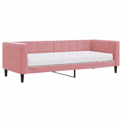 vidaXL Divano Letto con Materasso Rosa 80x200 cm in Velluto - Vista aggiuntiva 2