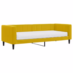 vidaXL Divano Letto con Materasso Giallo 80x200 cm in Velluto - Vista aggiuntiva 2
