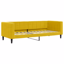vidaXL Divano Letto con Materasso Giallo 80x200 cm in Velluto - Vista aggiuntiva 3