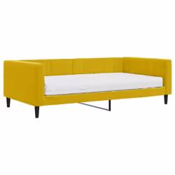 VidaXL 3196679, Divano letto, Giallo, Schiuma, Metallo, Poliestere, Legno, 2230 mm, 1100 mm