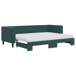 vidaXL Divano Letto Estraibile Materassi Verde Scuro 80x200 Velluto - Vista aggiuntiva 2