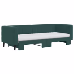 vidaXL Divano Letto Estraibile Materassi Verde Scuro 80x200 Velluto - Vista aggiuntiva 3