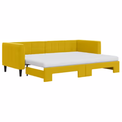 Divano Letto Estraibile con Materassi Giallo 80x200 cm Vellutocod mxl 106625 - Vista aggiuntiva 2