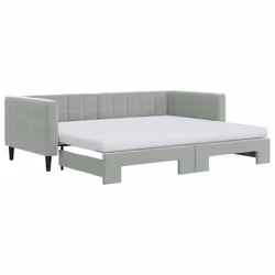 VidaXL 3196722, Divano letto, Grigio, Schiuma, Metallo, Poliestere, Legno, 2230 mm, 1100 mm