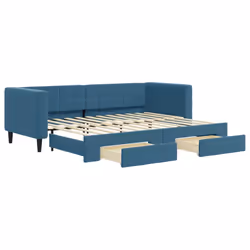 Divano Letto Estraibile con Cassetti Blu 80x200 cm in Vellutocod mxl 82822 - Vista aggiuntiva 2