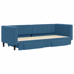 Divano Letto Estraibile con Cassetti Blu 80x200 cm in Vellutocod mxl 82822 - Vista aggiuntiva 3
